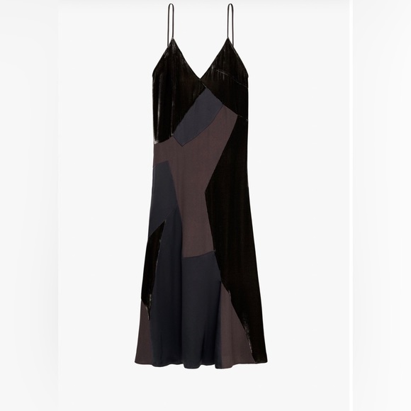 ZARA Velvet Satin Patchwork  Maxi Dress NWOT - Picture 1 of 6